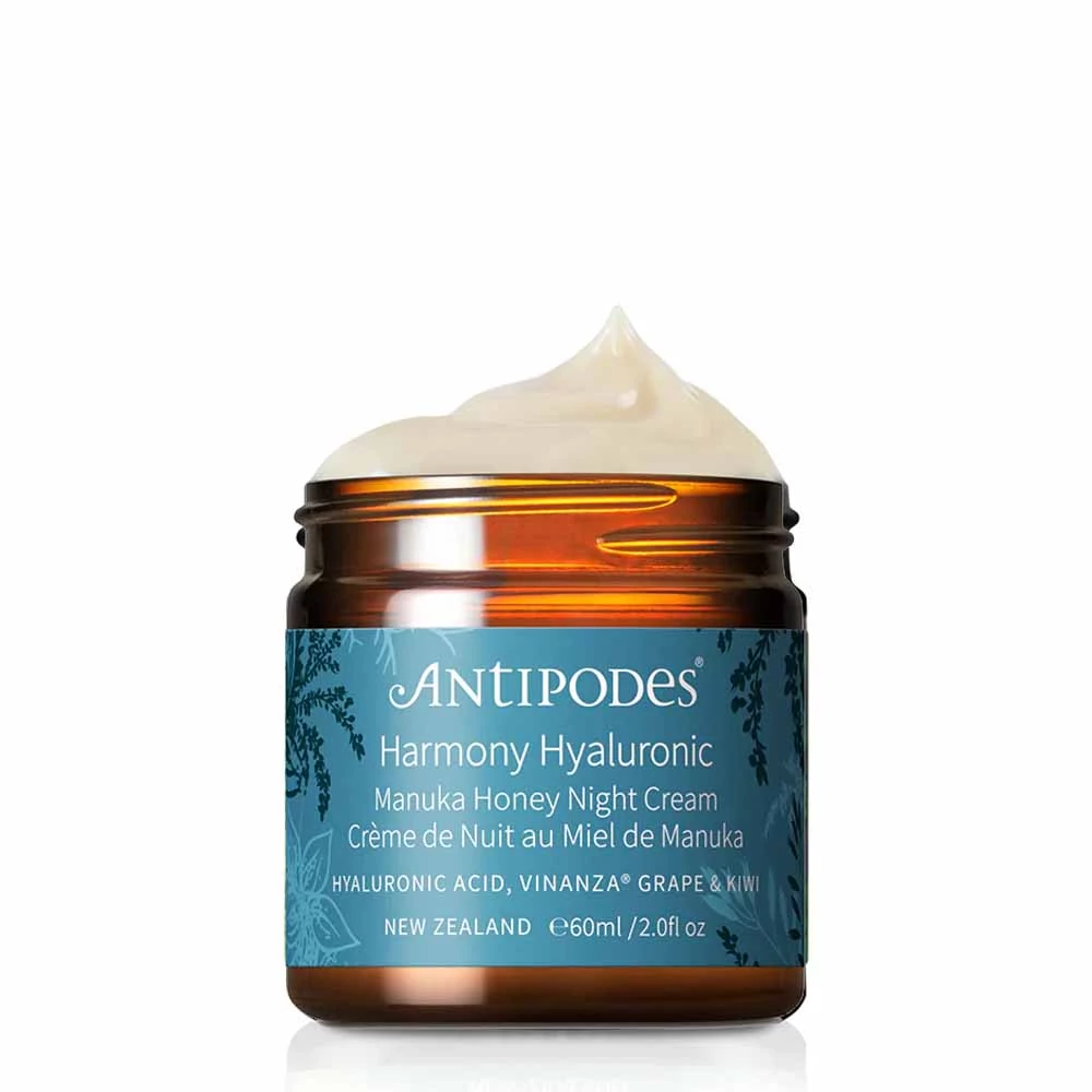 ANTIPODES HARMONY HIALURONIC Manuka Honey éjszakai arckrém a ragyogó bőrért