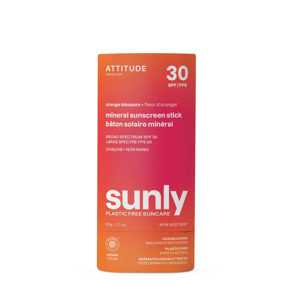 ATTITUDE SUNLY SPF 30-as Ásványi Fényvédő stick - Orange Blossom