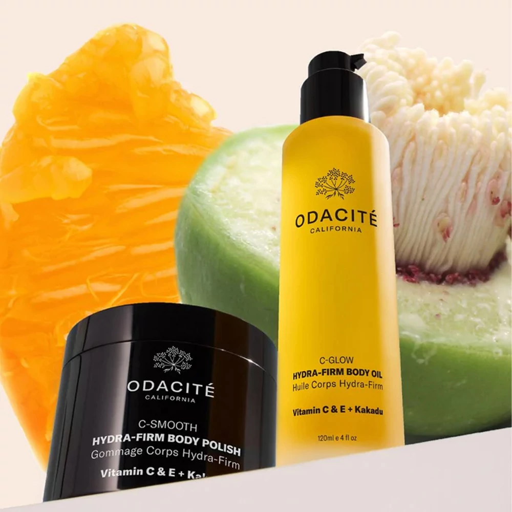 ODACITÉ C-SMOOTH Feszesítő Testradír és Testápoló Kakadu szilvával, C- és E-vitaminnal