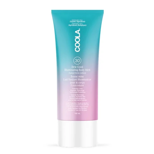 COOLA DEW GOOD RAGYOGÁST FOKOZÓ TESTÁPOLÓ SPF30 FÉNYVÉDELEMMEL