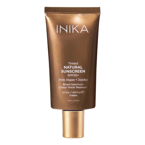 INIKA ORGANIC SPF50+ színezett fényvédő arckrém pink algával és jojobával