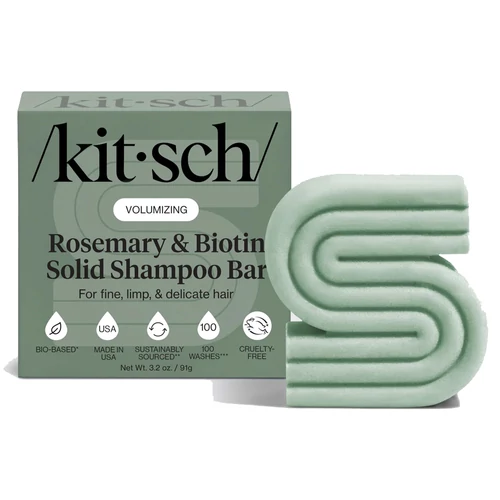 KITSCH Hajdúsító szilárd sampon rozmaringgal és biotinnal, vékonyszálú hajra