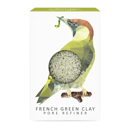 KONJAC SPONGE WOODLAND Harkály francia zöld agyag mini konjac arcszivacs