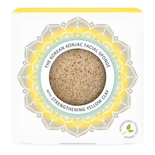 KONJAC SPONGE MANDALA ARCSZIVACS SÁRGA KAOLIN AGYAGGAL