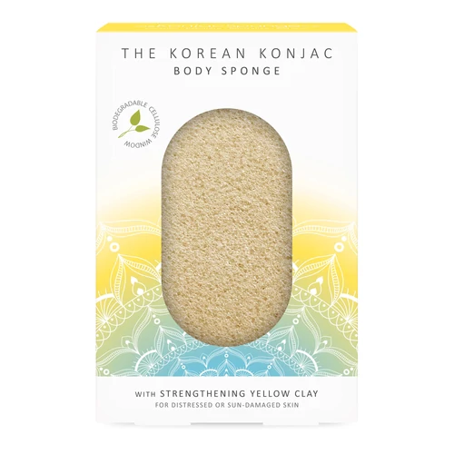 KONJAC SPONGE PRÉMIUM MANDALA TESTSZIVACS SÁRGA KAOLIN AGYAGGAL