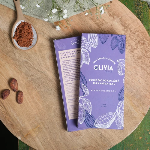 OLIVIA NATURAL Kakaóvajas Levendulamező fürdőcsokoládé OLIVIA NATURAL Kakaóvajas Levendulamező fürdőcsokoládé